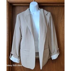 EUC 41 Hawthorne lined, nude, open front Natalie blazer, pulled up sleeves sz L